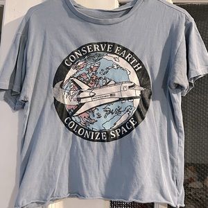 baby blue crop t-shirt, size small, barley worn